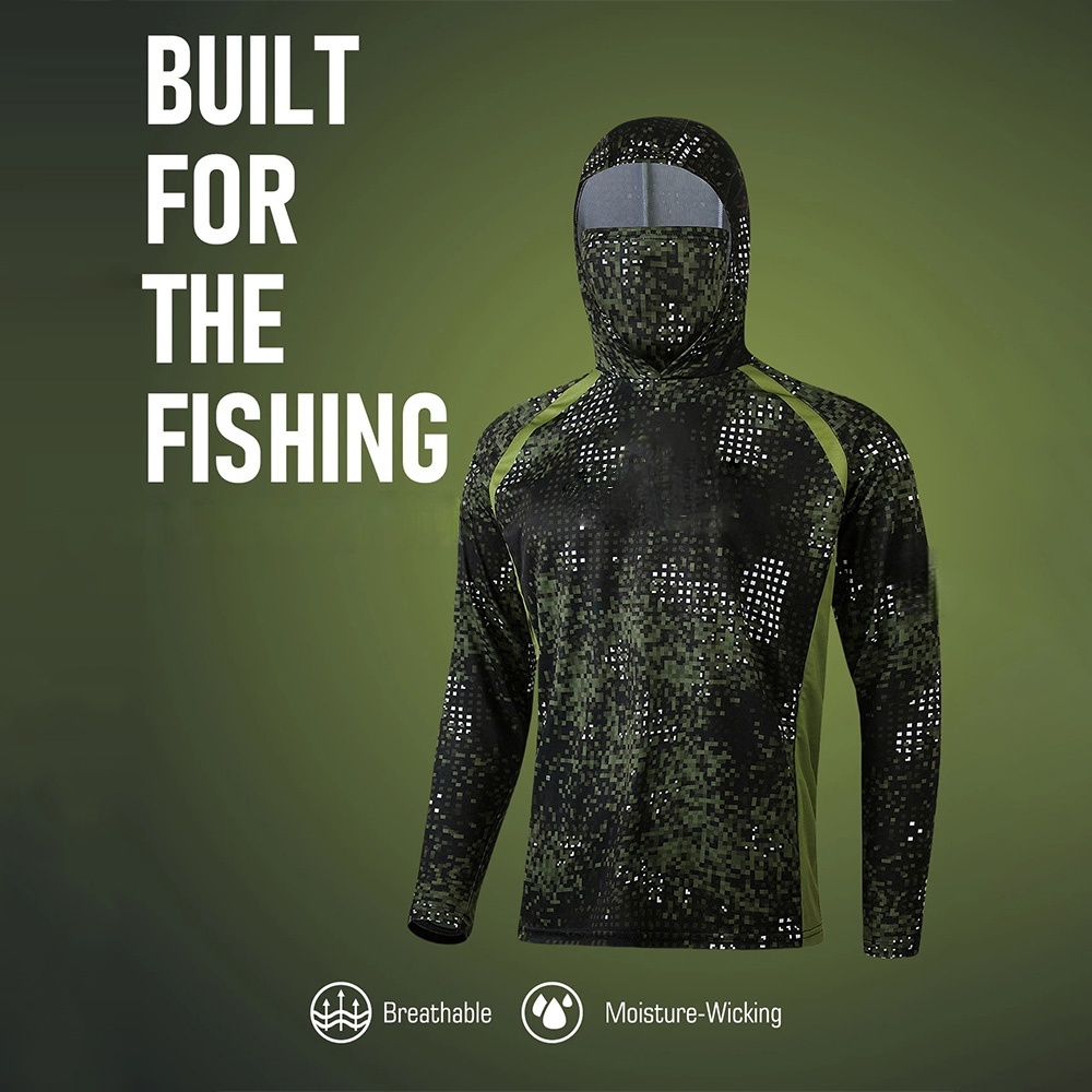 Fishing Shirt Uv Protection - เสื้อตกปลา MALFC สำหรับผู้ชาย เสื้อฮู้ดตกปลา แขนยาว เสื้อยืดตกปลา
