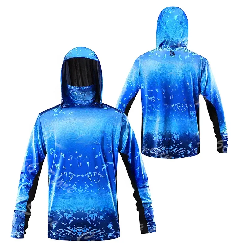 Fishing Shirt Uv Protection - เสื้อตกปลาแขนยาวพิมพ์ลาย 3 มิติ มีฮู้ด สำหรับผู้ชาย ผลิตจากโพลีเอสเตอร์