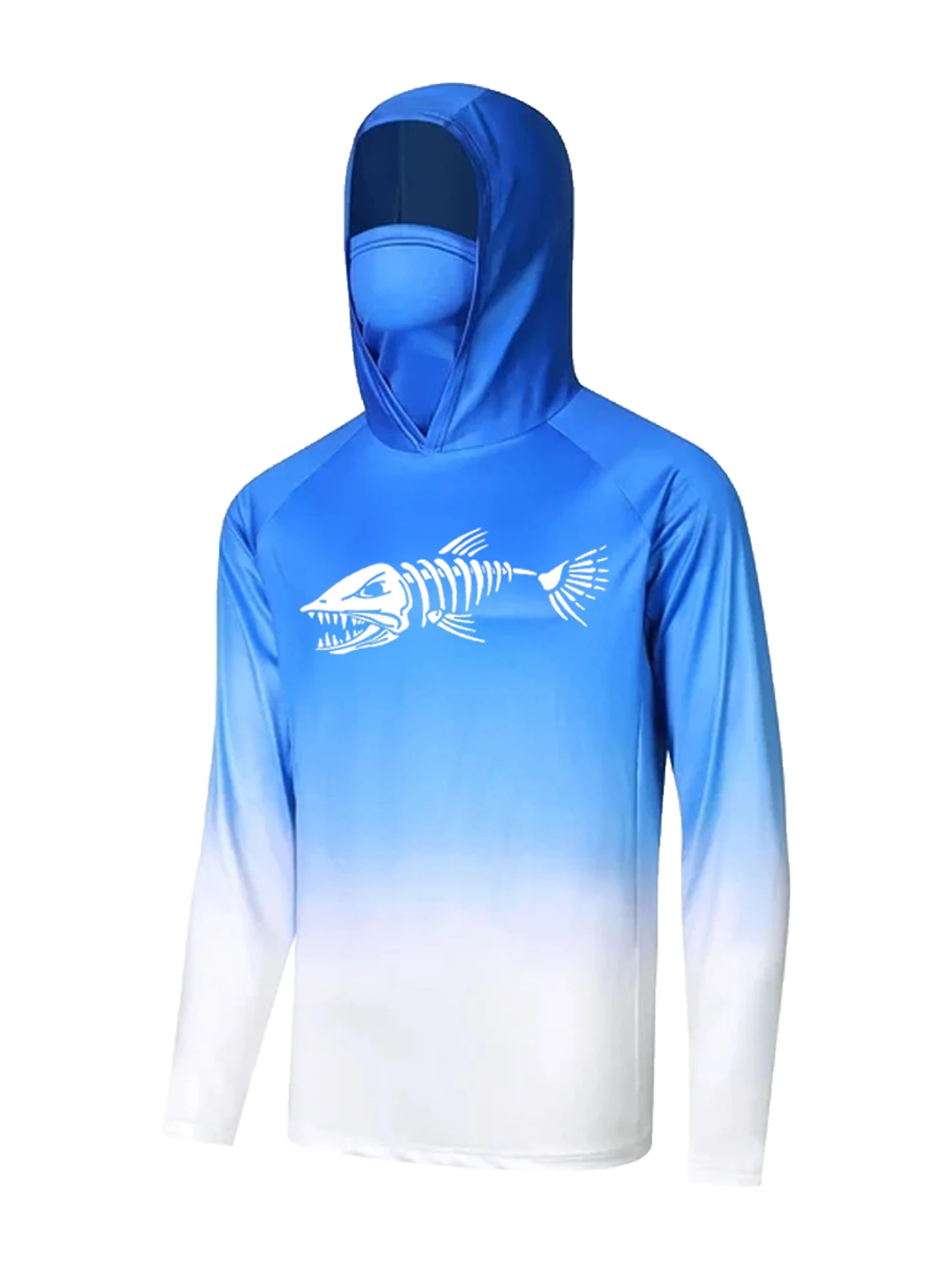 เสื้อฮู้ดตกปลาไล่เฉดสีน้ำเงิน  - Fishing Shirt Uv Protection บทวิจารณ์และราคา